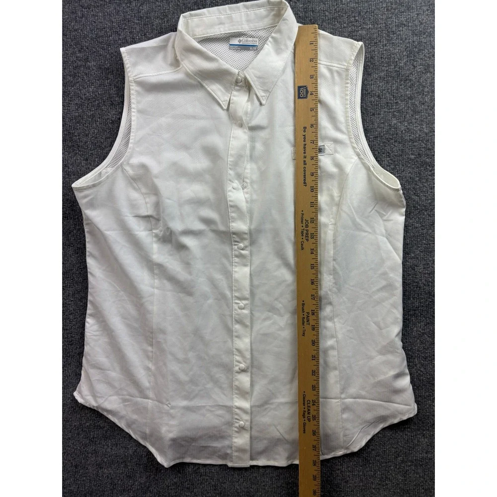Columbia PFG Sleeveless Shirt Womens XL White Fishing Vented FL7157
